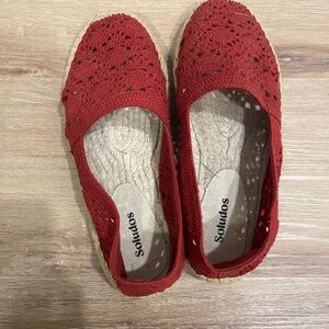 Soludos Women's Red Crochet Espadrille Flats